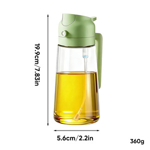 Botella pulverizadora de aceite de vidrio 2 en 1 de 470 ml con boquilla para verter, para cocinar y barbacoa, dispensador de aceite de oliva reutilizable de calidad alimentaria - Product Image 6