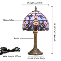 Lampe de table en verre européenne, style rétro, base en résine bleue, éclairage de bureau avec ampoules LED pour la décoration de la maison