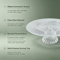 Groothandel Eco-vriendelijke BPA-vrije glazen schaal met concentrische ribben, helder glas, vaatwasserbestendig, voor fruit, dessert, taart, thuisgebruik