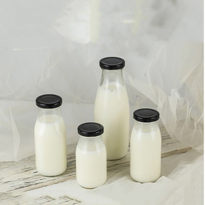 Vide Clair 200ml 250ml 300ml 500ml 1000ml <span class=keywords><strong>1L</strong></span> Boisson Bouteille En Verre De Lait Avec Couvercles En Métal Presse À Froid Café Bouteilles De Jus De Fruits - Product Image 5
