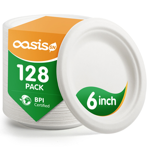 Piatti di Carta Compostabili, Resistenti e Biodegradabili, Realizzati in Bagassa per Snack, Dessert, Feste, Matrimoni - Product Image 1