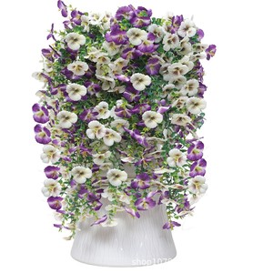Guirlandes artificielles de pâquerettes violettes et blanches en soie pour la décoration intérieure, les mariages, l'extérieur, les suspensions murales, et l'eucalyptus tricolore en plastique - Product Image 4