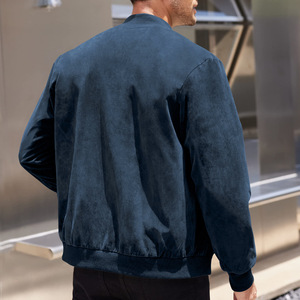 Giacca in Velluto Scamosciato da Uomo Taglie Forti, Collo Alto, Zip Intera, Casual Sportiva, Leggera per Esterni - Product Image 5