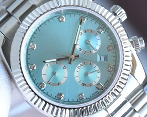 Reloj Mecánico Cronógrafo con Bisel de Acero Tipo Cósmico, Esfera Blanca con Marcadores de Diamantes, Reloj Clásico Versátil de Lujo para Hombre - Product Image 6