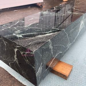 خزانة تلفزيون فاخرة من الرخام Verde Alpi مستوردة بزوايا دائرية للفيلات الفاخرة والشقق الكبيرة المخصصة - Product Image 6