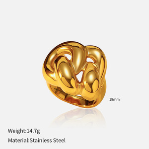 Wholesale Minimalist Statement Chunky <strong>Thick</strong> Waterproof 18K Gold Plated Pvd Stainless Steel Fashion Jewelry <strong>Rings</strong> for Women - Product Image 6