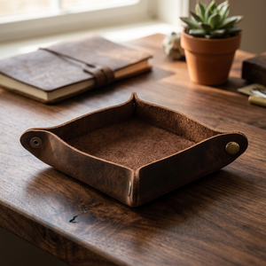 Bandeja de Almacenamiento Moderna Cuadrada de Cuero PU Ecológico, Multifuncional, Plegable y Desmontable de 20x20cm, Organizador de Joyas para Escritorio - Product Image 4
