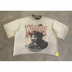 เสื้อยืดแขนสั้นโอเวอร์ไซส์สำหรับผู้ชายทรงบ็อกซี่ฟิตเสื้อยืดผ้าเจอร์ซี่พิมพ์ลายโลโก้ตามสั่ง - Product Image 1