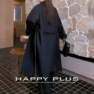 Gabardina para Mujer Talla Grande Runqi N9324, Corte Recto, Holgada, Color Sólido, Poliéster, Grosor Medio, Cinturón Incluido - Product Image 2