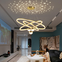Décoration d'intérieur, lampe suspendue à 3 anneaux pour plafond haut, salon, luminaire rond moderne en aluminium, lustre nordique de luxe, luminaire suspendu pour restaurant