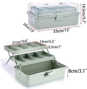 XinyiArt Caja de Almacenamiento de Plástico de 3 Capas con Separadores Ajustables, Organizador de Manualidades, Caja de Herramientas Plegable con Asa Portátil - Product Image 3