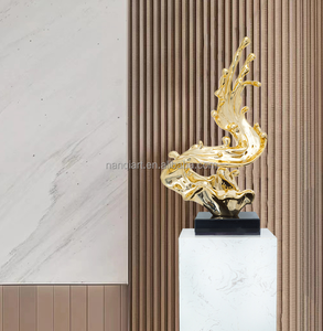 Estatua DE ARTE Pop electrochapado oro plata resina escultura lujo interior hogar Hotel decoración adorno abstracto con <span class=keywords><strong>Base</strong></span> de mármol - Product Image 5