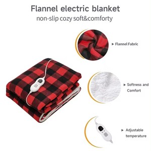 Couverture électrique chauffante en flanelle polaire chaude lavable personnalisée en gros pour l'hiver à carreaux rouges pour la couverture de Ainik - Product Image 4