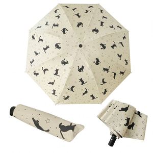 Parapluie pliant tendance motif chat mignon, protection UV, parasol solaire, parapluie de pluie automatique, parapluie de voyage léger pour femme - Product Image 1