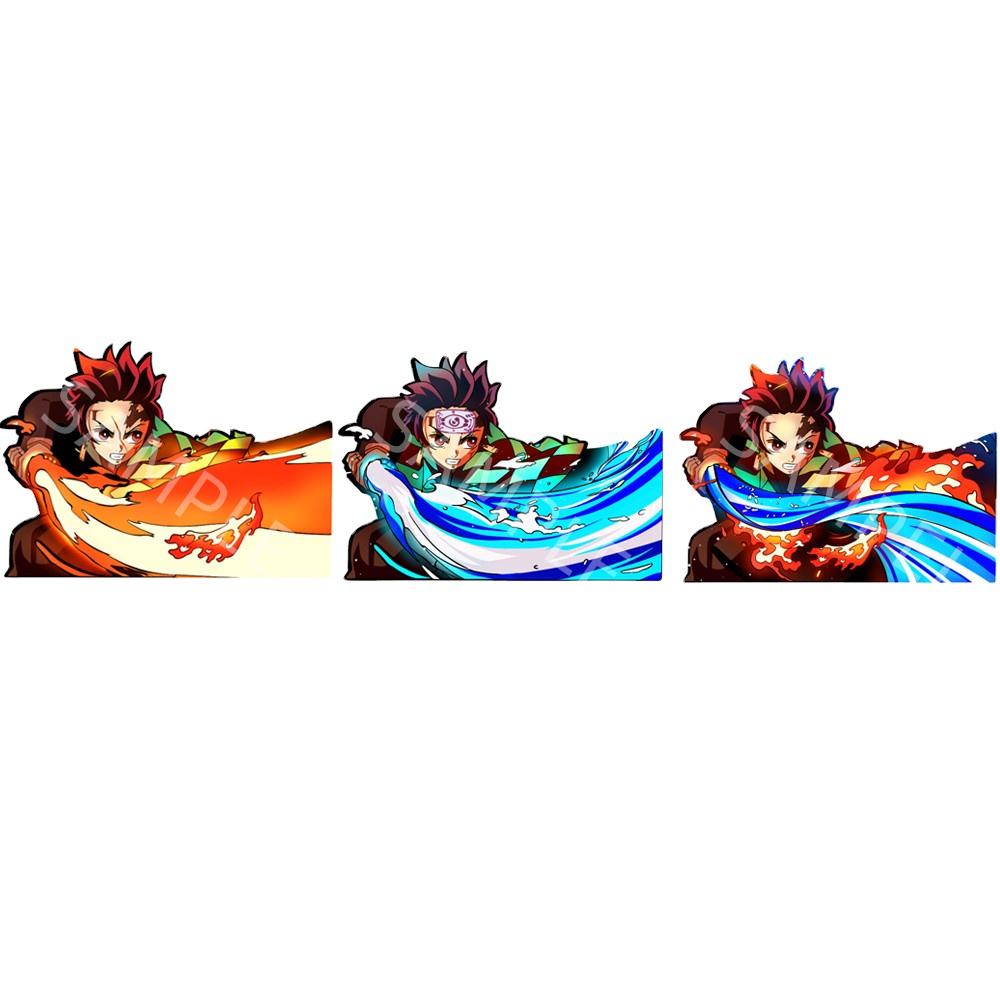 Autocollant de mouvement 3D Tanjirou, autocollant de voiture Anime Demon Slayer, décalcomanies imperméables pour voitures, ordinateur portable, réfrigérateur, décor de maison