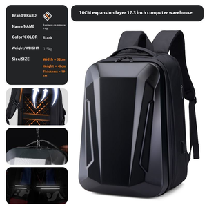 Sac à dos pour ordinateur portable de grande capacité 17,3 pouces, imperméable, coque rigide, fermeture éclair, sac à dos de moto, casque, voyage, moto - Product Image 3