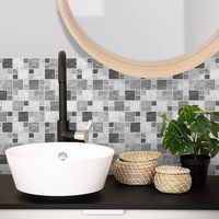 Papier peint adhésif 3D effet mosaïque marbre, étanche, en PET, pour salle de bain et décoration intérieure (pour location)
