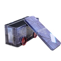 Boîte en métal personnalisée en forme de bus pour cadeaux de Noël, emballage pour bougies et autocollants artisanaux