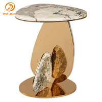 Tables design en marbre doré de haute qualité Table d'appoint de salon en marbre Mobilier de salon de salle de séjour