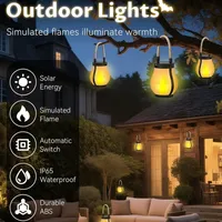 Lampes solaires à flamme vacillante, lanterne solaire suspendue, décoration de patio, de véranda, de jardin, lumière de camping, décoration de table extérieure