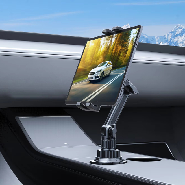 Car Console Tablet Cup Mount iPad 360 Rotation Adjustable ABS Material Tablet PC Stand Universal Device Cup Holder