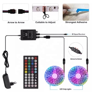 DC12V SMD5050 RGB Music <strong>Strip</strong> Light 30led/M 5m 10m <strong>LED</strong> Flexible Ribbon Light <strong>Strip</strong> 44Key Music Controller With <strong>Power</strong> <strong>Adapter</strong> - Product Image 5