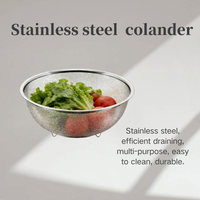 Keranjang Saringan Dapur Stainless Steel 304 25/28cm, Aman untuk Mesin Cuci Piring, Multifungsi, untuk Menyaring Buah, Nasi, dan Biji-bijian