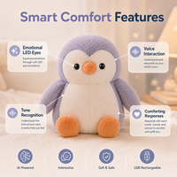 Peluche interactive intelligente IA en forme de pingouin, rembourrage en coton PP ultra-doux, robot éducatif racontant des histoires pour enfants, OEM/ODM