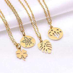 Simple mariposa trébol Lucky Lotus Mushroom Collar para mujer Acero inoxidable Cadena de clavícula de moda - Product Image 4