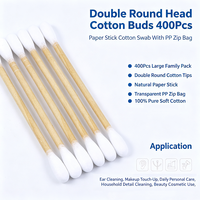 Bâtonnets de coton écologiques à double tête ronde, 100 pièces, en pulpe de bambou, avec sac zip en PP – Vente chaude