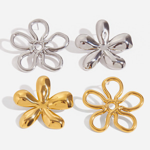 Flower <b>Stud</b> Earrings Gold <b>Silver</b> Stainless Steel Geometric Design Fashion Jewelry - Product Image 1