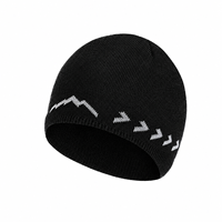 Bonnet tricoté réfléchissant à motif montagne pour l'extérieur, coupe-vent extensible en jacquard pour la randonnée, la course et le ski