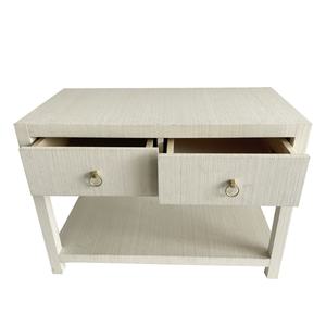 โต๊ะข้างเตียงไม้เนื้อแข็งหุ้มผ้าหญ้าสังเคราะห์แบบใหม่ยอดนิยม พร้อมลิ้นชักไม้ - Product Image 2