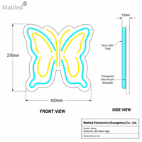Enseigne néon LED Papillon, lumière décorative esthétique pour chambre |   Lampe néon rose pour la décoration murale de la chambre d'une adolescente |   Cadeau d'anniversaire en dropshipping