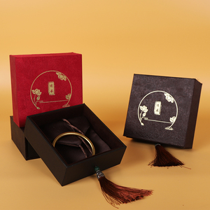 Boîte à <span class=keywords><strong>bijoux</strong></span> pour bracelet femme, style ancien, en jade, avec logo personnalisé SIFOO, pompon doré, style tiroir. - Product Image 2