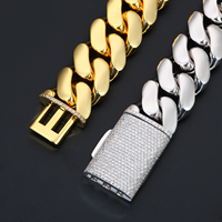 Chaîne cubaine Miami en laiton plaqué or 18 carats de haute qualité, grande taille, bijoux hip-hop, boucle glacée 25 mm, zircon 5A, diamant pour hommes