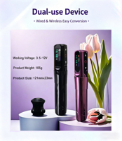 Paarse kleur hete aanbieding draadloze tattoo machine pen met hoge capaciteit voor permanente make-up