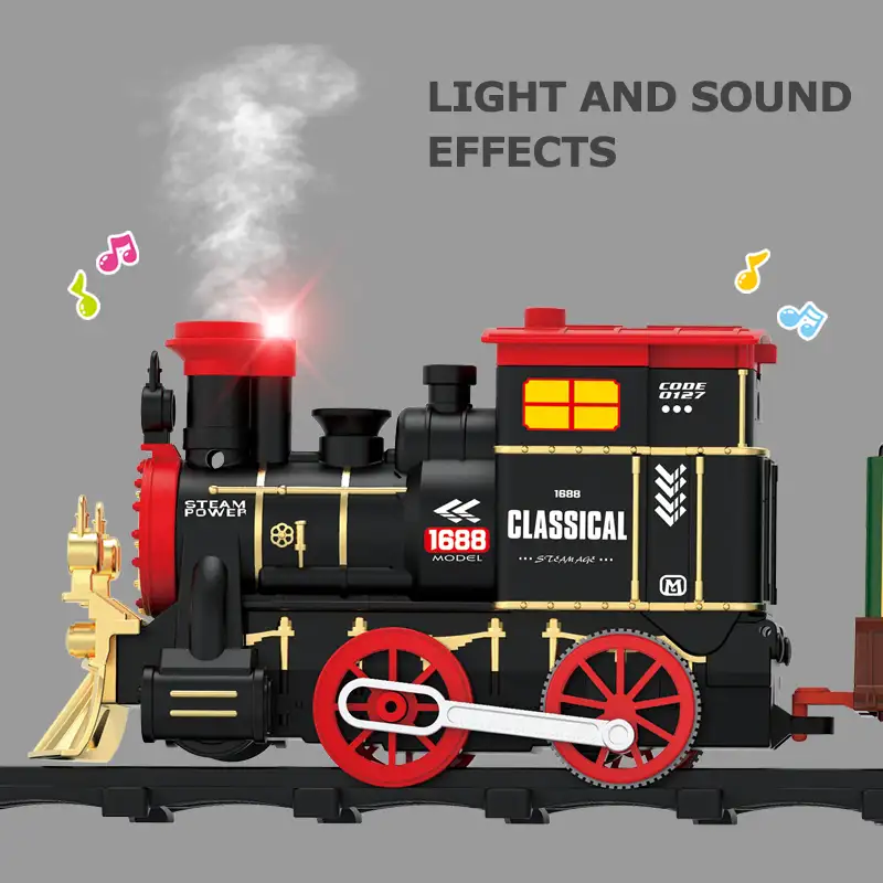 Eletricos संगीत प्रकाश धूम्रपान रेल खिलौना गाड़ियों सेट धुआं लोकोमोटिव क्लासिक्स बिजली रेलवे ट्रेन खिलौना क्रिसमस खिलौने बच्चों के लिए