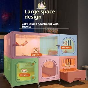 Villa pour <span class=keywords><strong>chat</strong></span> avec tiroir <span class=keywords><strong>de</strong></span> toilette intégré offrant un espace intérieur libre extra large une maison pour chats avec une chambre - Product Image 5