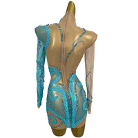 Robe moulante sexy à manches longues avec strass et paillettes, mini-robe de cocktail, robe de soirée, tenue de fête d'anniversaire, vêtements de danse pour femmes
