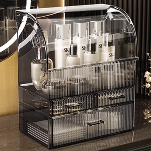 Caja de almacenamiento de cosméticos con tapa, organizador de maquillaje de plástico a prueba de polvo estilo cajón para escritorio, gran capacidad - Product Image 1