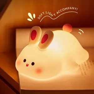 큰 얼굴 토끼 실리콘 박수 빛 USB 충전 급우 친구를위한 따뜻한 선물 어린이 방 야간 램프