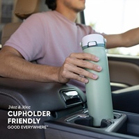 Bouteille d'eau isotherme sport avec bouchon à ouverture rapide 24oz, compatible porte-gobelet, en acier inoxydable avec poignée, anti-fuite