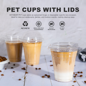 Gobelets transparents jetables PET avec couvercle pour emballage en plastique boisson froide à emporter café glacé latte jus <span class=keywords><strong>smoothie</strong></span> <span class=keywords><strong>verre</strong></span> 12oz - Product Image 5