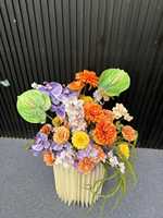 Boule de fleurs en soie de haute qualité, couleur chaude, centre de table de mariage, décoration réaliste en soie pour fête, vente en gros pour mariage