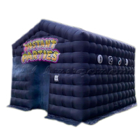 Tente de fête gonflable noire pour discothèque, tente gonflable en forme de cube, discothèque gonflable