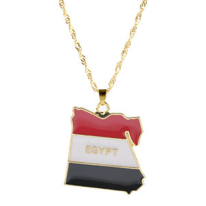 Mapa del país Bandera Metal Gold Link Collares para hombres Mujeres para bodas con Irlanda Sudáfrica Liberia Jamaica Esmalte - Product Image 2