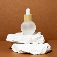 Flacon compte-gouttes en verre givré de forme ronde de 20 ml pour huile essentielle de bambou