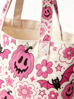 Sac fourre-tout en toile de coton réutilisable et écologique, couleur unie, grande capacité, pour femme, idéal pour les courses, les fêtes et Halloween