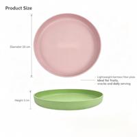 Assiette ronde réutilisable en fibre de bambou 20 cm, sans danger pour les aliments, incassable, écologique, pour salade, fruits, collations et repas quotidiens
